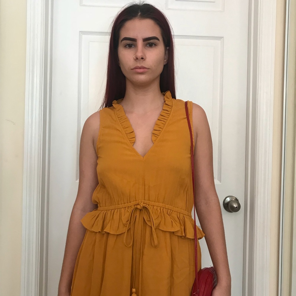 Mustard color sleeveless dress